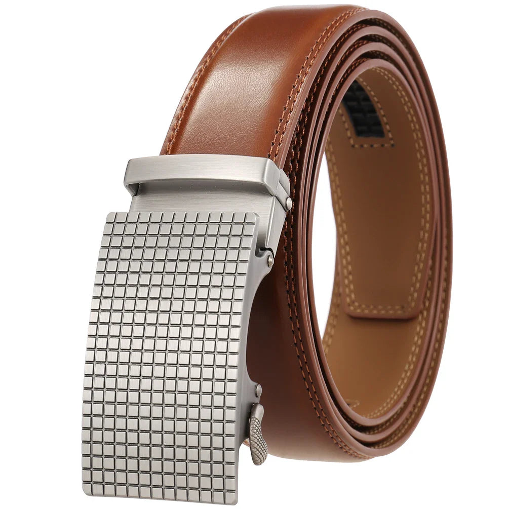 HKM-939731 Automatic Leather Belt with Alloy Buckle for Men - Stylish and Functional Design