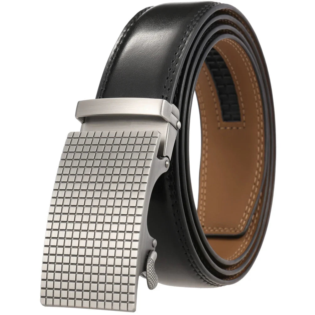 HKM-939731 Automatic Leather Belt with Alloy Buckle for Men - Stylish and Functional Design