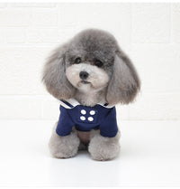 HKM-784659 Sailor Style Cotton Pet Outfit for Dogs and Cats - Casual Two-Legged Clothing