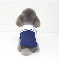 HKM-784659 Sailor Style Cotton Pet Outfit for Dogs and Cats - Casual Two-Legged Clothing