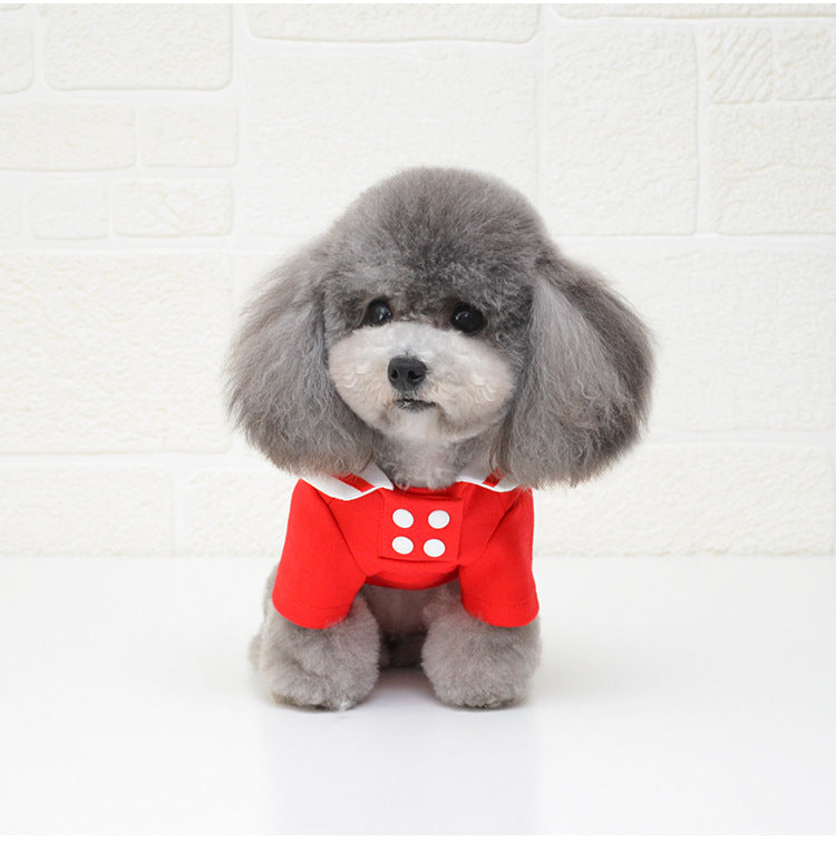 JMT-570442 Sailor Style Cotton Pet Outfit for Dogs and Cats - Casual Two-Legged Clothing