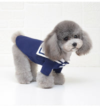 HKM-784659 Sailor Style Cotton Pet Outfit for Dogs and Cats - Casual Two-Legged Clothing