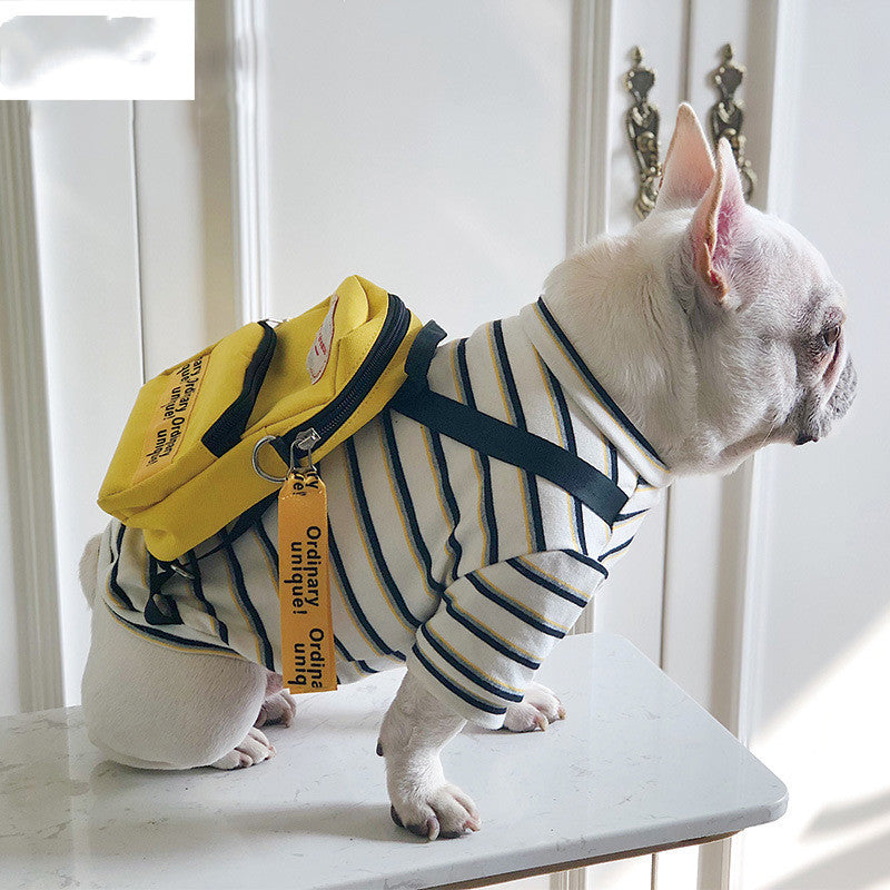 HKM-753683 Striped Dog Clothes with Adjustable Black Strap - Size M (Bust 45-53cm), Size L (Bust 54-63cm)