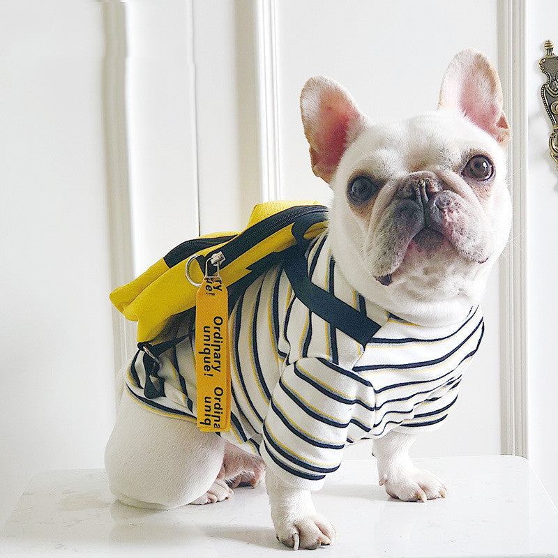 HKM-753683 Striped Dog Clothes with Adjustable Black Strap - Size M (Bust 45-53cm), Size L (Bust 54-63cm)