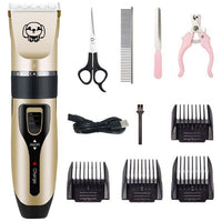 HKM-231379 Rechargeable Electric Dog Hair Clipper with Detachable Titanium Ceramic Blades and Adjustable Length Combs