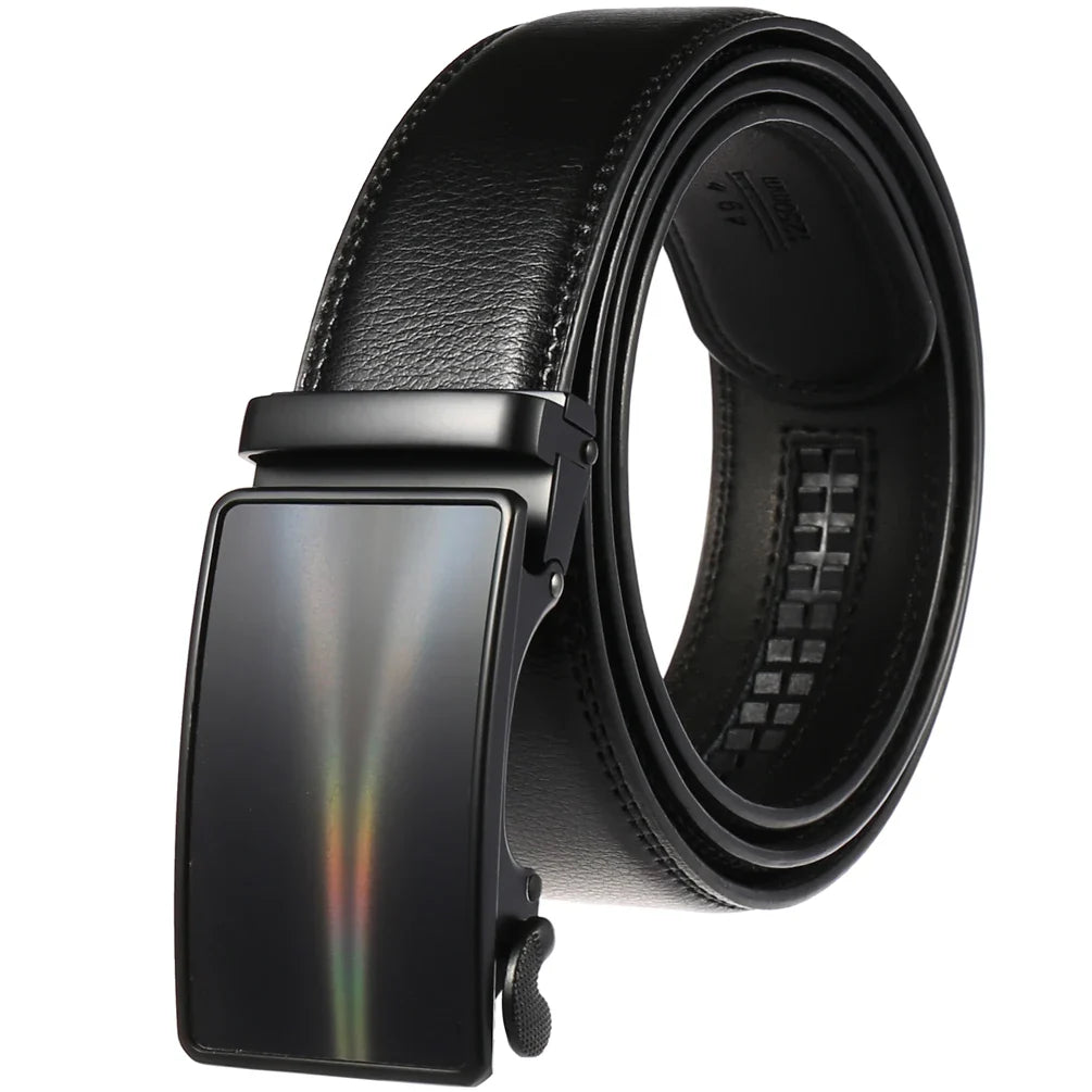 HKM-791699 Genuine Cowhide Leather Ratchet Belt for Men with Automatic Buckle - Model LY25-0711-1