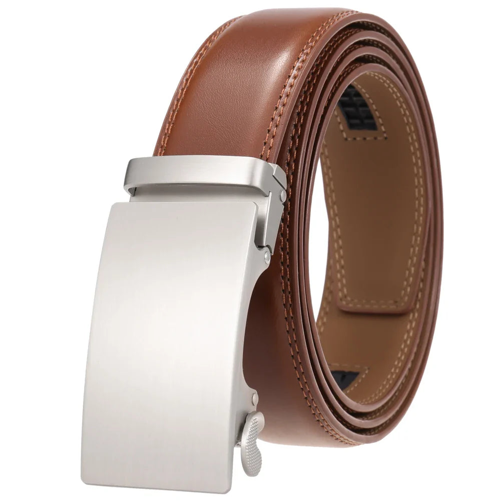 HKM-791699 Genuine Cowhide Leather Ratchet Belt for Men with Automatic Buckle - Model LY25-0711-1
