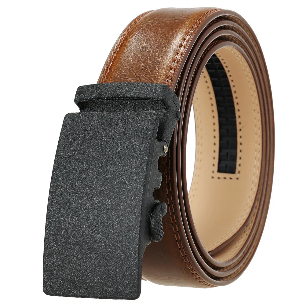 HKM-791699 Genuine Cowhide Leather Ratchet Belt for Men with Automatic Buckle - Model LY25-0711-1