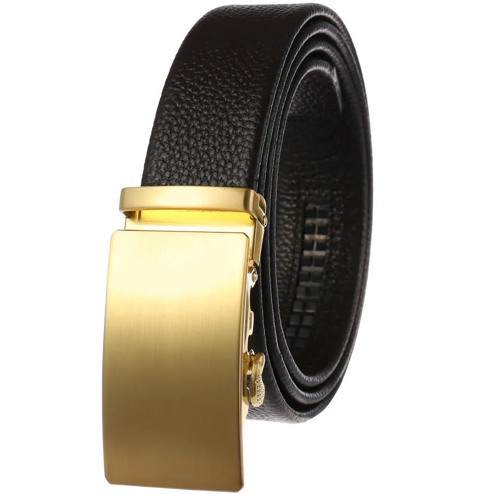 HKM-791699 Genuine Cowhide Leather Ratchet Belt for Men with Automatic Buckle - Model LY25-0711-1