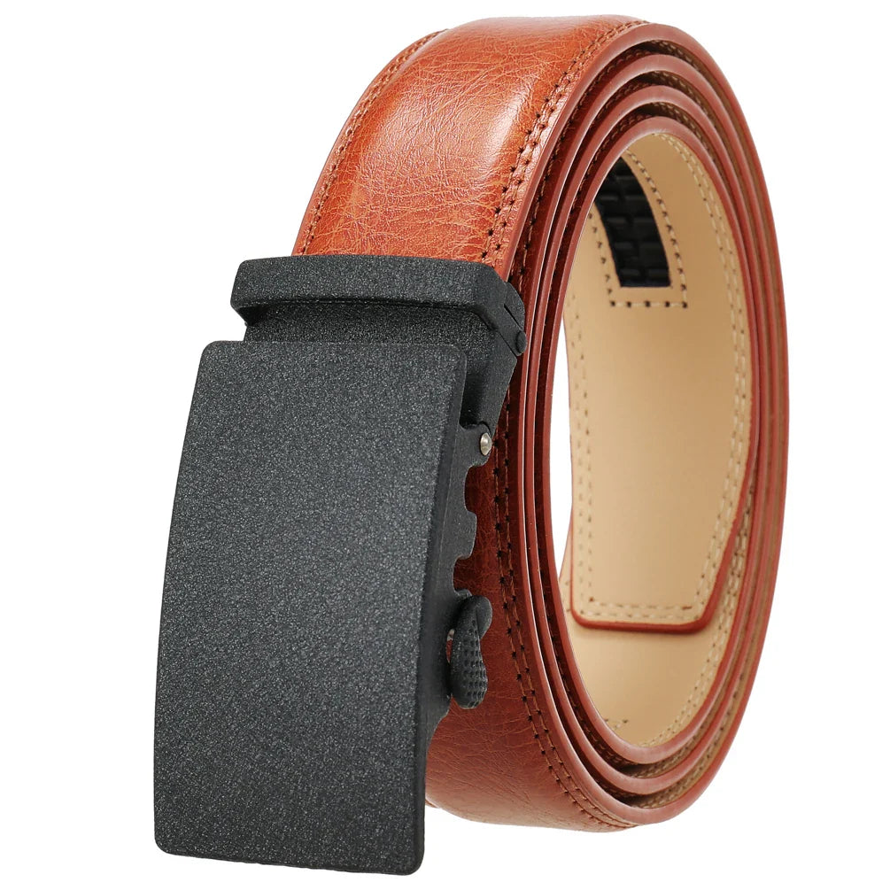 HKM-791699 Genuine Cowhide Leather Ratchet Belt for Men with Automatic Buckle - Model LY25-0711-1