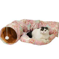 HKM-362899 Foldable Cat Tunnel for Playtime - 130cm Half Moon & 250cm Full Moon, Durable Cloth, Ideal for Cats and Small Dogs Under 20kg