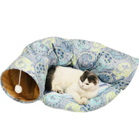 HKM-362899 Foldable Cat Tunnel for Playtime - 130cm Half Moon & 250cm Full Moon, Durable Cloth, Ideal for Cats and Small Dogs Under 20kg
