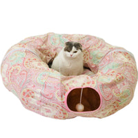 HKM-362899 Foldable Cat Tunnel for Playtime - 130cm Half Moon & 250cm Full Moon, Durable Cloth, Ideal for Cats and Small Dogs Under 20kg