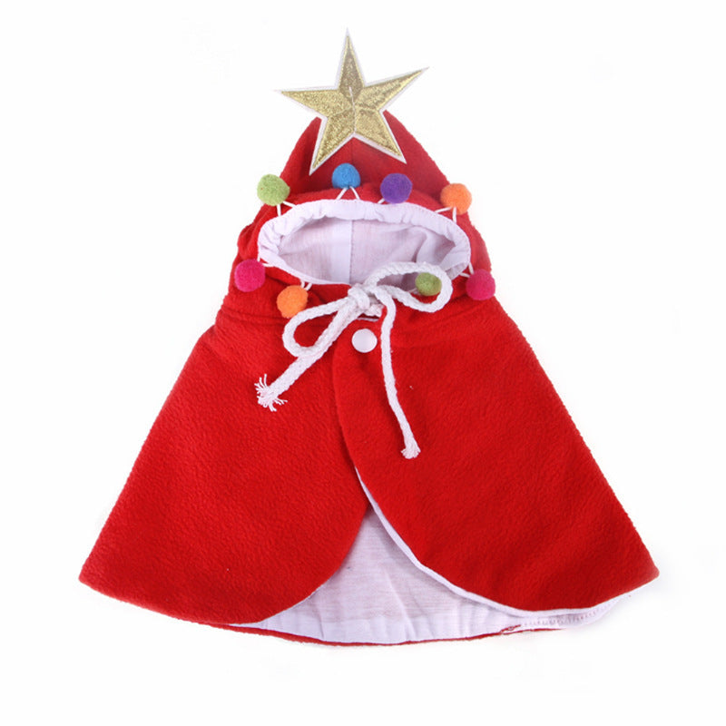 HKM-485459 Adorable Dog and Cat Christmas Cloak for Halloween Disguise - Soft Cloth Transformation Costume