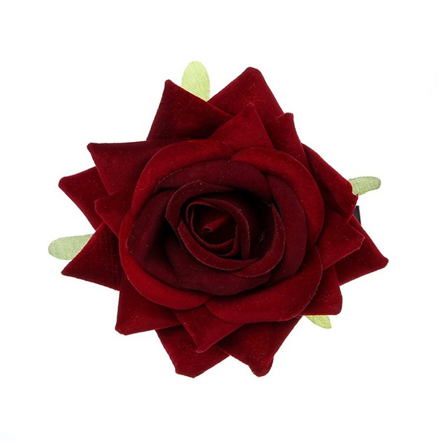 HKM-129299 Velvet Rose Hairpin in Various Colors, 10cm Flower Diameter, Perfect for Elegant Hairstyles