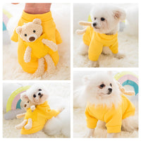 HKM-227091 Cute Yellow Bear Style Two-Legged Sweater for Pets ¨C Soft and Breathable Milk Silk Fabric