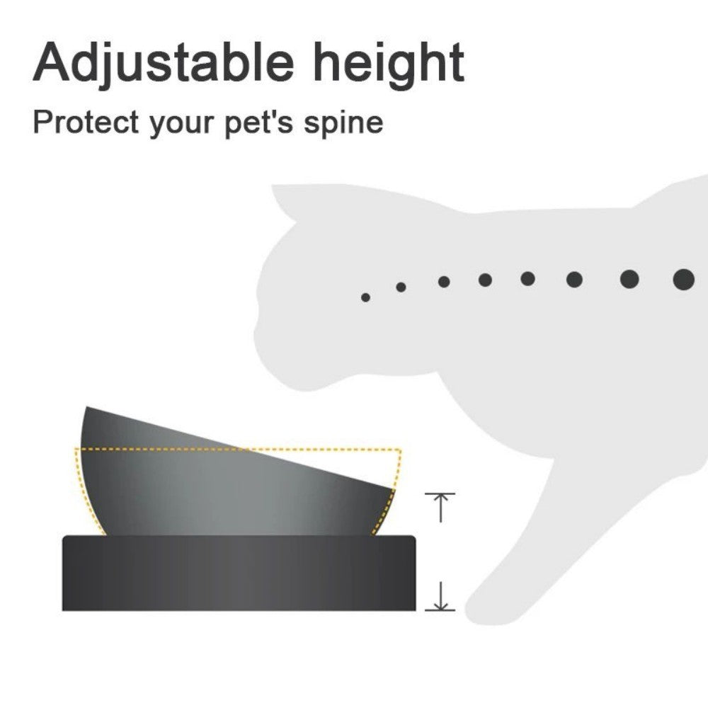 HKM-914003 Adjustable Stainless Steel Pet Bowl with Stand - Elevated Double Feeder for Dogs and Cats - Easy Clean Non-Slip Design