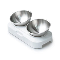 HKM-914003 Adjustable Stainless Steel Pet Bowl with Stand - Elevated Double Feeder for Dogs and Cats - Easy Clean Non-Slip Design