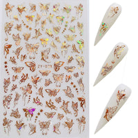 HKM-006035 Butterfly Nail Stickers in Gold and Silver Laser Finish