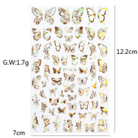 HKM-006035 Butterfly Nail Stickers in Gold and Silver Laser Finish
