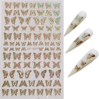 HKM-006035 Butterfly Nail Stickers in Gold and Silver Laser Finish