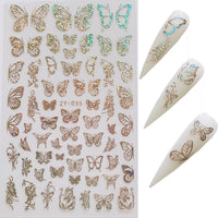 HKM-006035 Butterfly Nail Stickers in Gold and Silver Laser Finish
