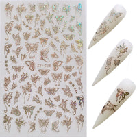 HKM-006035 Butterfly Nail Stickers in Gold and Silver Laser Finish