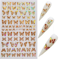 HKM-006035 Butterfly Nail Stickers in Gold and Silver Laser Finish