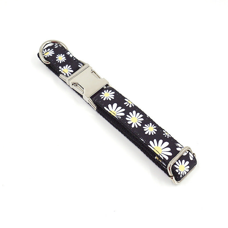 HKM-346451 Trendy Black Polyester Pet Towing Rope with Daisy Print
