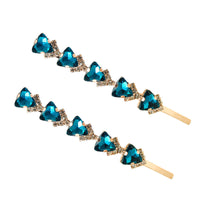 HKM-782355 Elegant Rhinestone Hairpin with Floral Design - Multi-Color Triangle Crystal Clips for Women