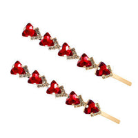 HKM-782355 Elegant Rhinestone Hairpin with Floral Design - Multi-Color Triangle Crystal Clips for Women