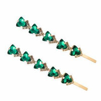 HKM-782355 Elegant Rhinestone Hairpin with Floral Design - Multi-Color Triangle Crystal Clips for Women