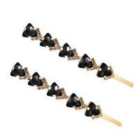 HKM-782355 Elegant Rhinestone Hairpin with Floral Design - Multi-Color Triangle Crystal Clips for Women
