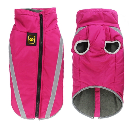 HKM-274515 Windproof Thickened Dog Jacket with Soft Polar Fleece for Winter Wear