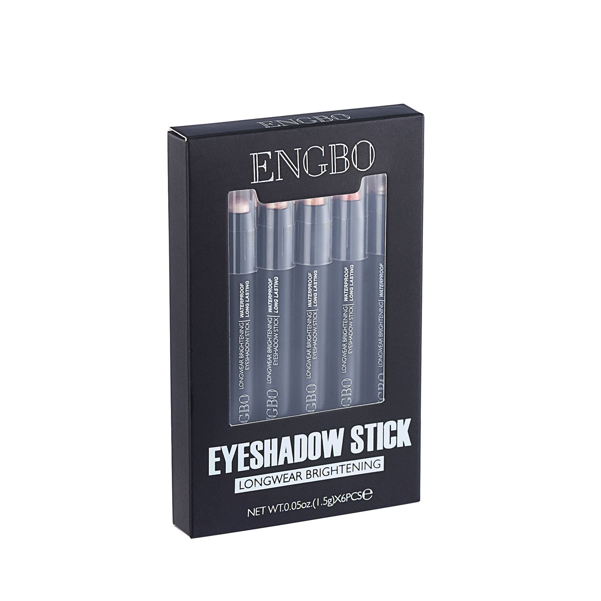 HKM-554771 Double-Ended Long-Lasting Pearlescent Eyeliner Pen Set - Universal Black Color, 6 Pieces