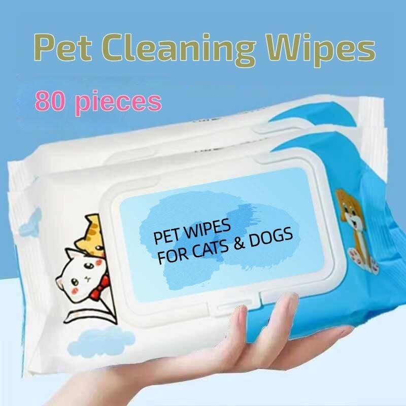 JMT-577034 Plant-Based Unscented Pet Wipes for Dogs and Cats ¨C Gentle Cleaning for Paws, Ears, Fur, and Eyes ¨C 80 Moist Wipes