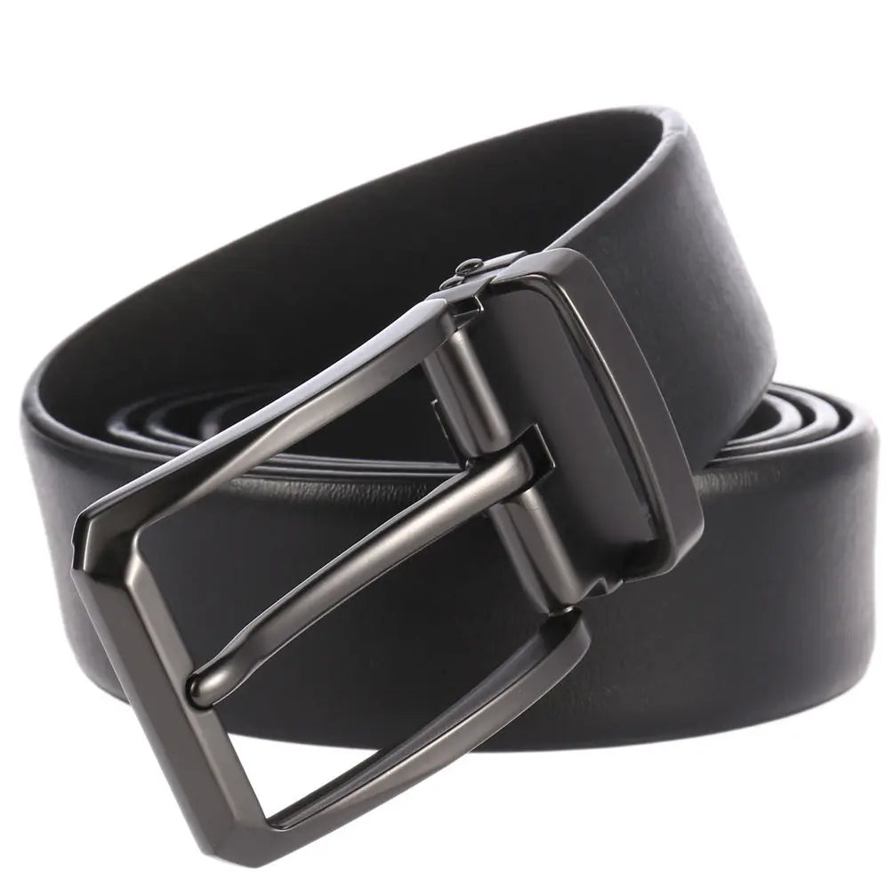 HKM-180307 Custom Logo Pin Buckle Belt for Men – Stylish Alloy Rotating Belt for Jeans and Casual Wear