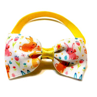 HKM-077075 Easter-Themed Pet Bow Tie with Floral Headpiece - Adjustable Size Options