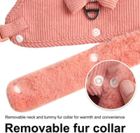 HKM-259667 Adjustable Small Dog Harness and Leash Set with Removable Fur Collar, Soft Padded Design, Quick Release Buckles, Includes Bow Tie, Perfect for Girls