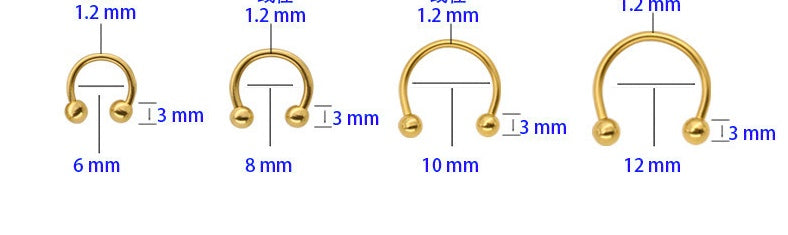 HKM-699347 Titanium C-Type Hypoallergenic Clip-On Nose and Lip Rings