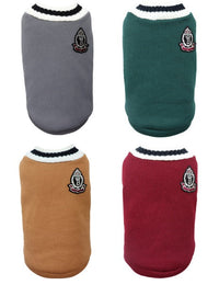 HKM-544083 V-Collar Knitted Dog Sweater in Wine Red, Khaki, Green, and Gray - Sizes XS to 5XL