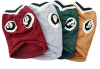 HKM-544083 V-Collar Knitted Dog Sweater in Wine Red, Khaki, Green, and Gray - Sizes XS to 5XL