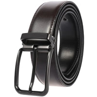 HKM-818707 Double Layer Casual Leather Perforated Belt with Rotating Design