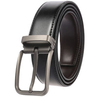 HKM-818707 Double Layer Casual Leather Perforated Belt with Rotating Design