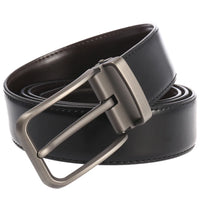 HKM-818707 Double Layer Casual Leather Perforated Belt with Rotating Design