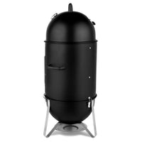 HKM-027155 Black 3-Layer Oval Cylinder Charcoal Grill Smoker - 48x48x119cm