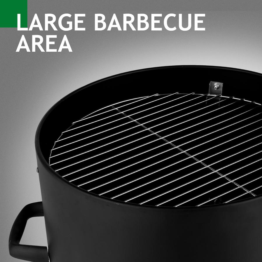 HKM-027155 Black 3-Layer Oval Cylinder Charcoal Grill Smoker - 48x48x119cm