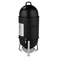 HKM-027155 Black 3-Layer Oval Cylinder Charcoal Grill Smoker - 48x48x119cm