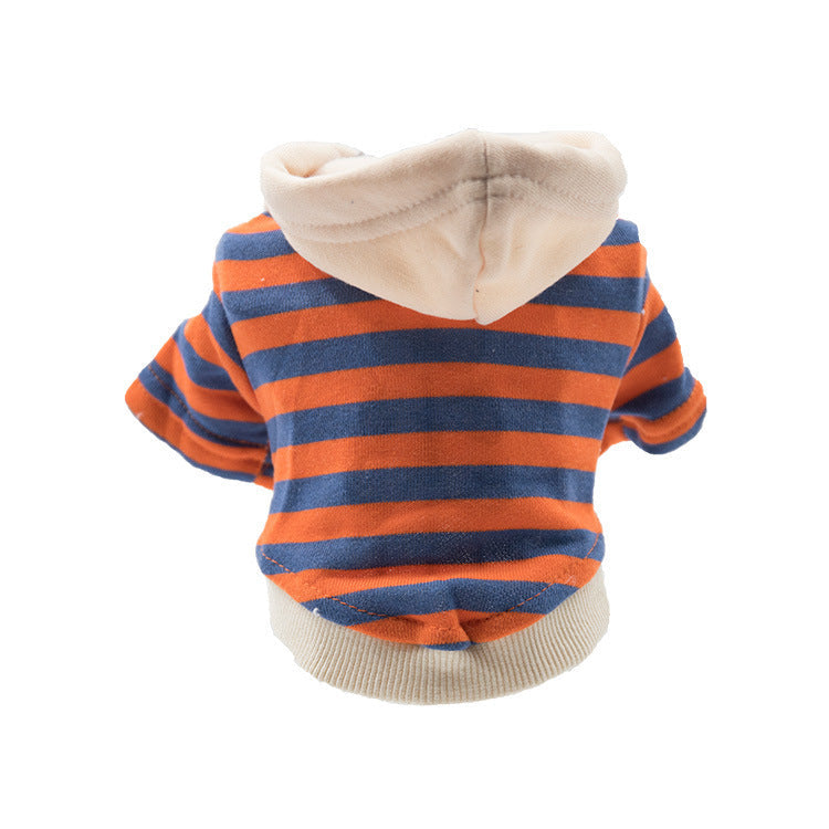 HKM-762579 Cozy Casual Striped Pet Sweater in Red, Green, and Orange - Sizes S to XXL