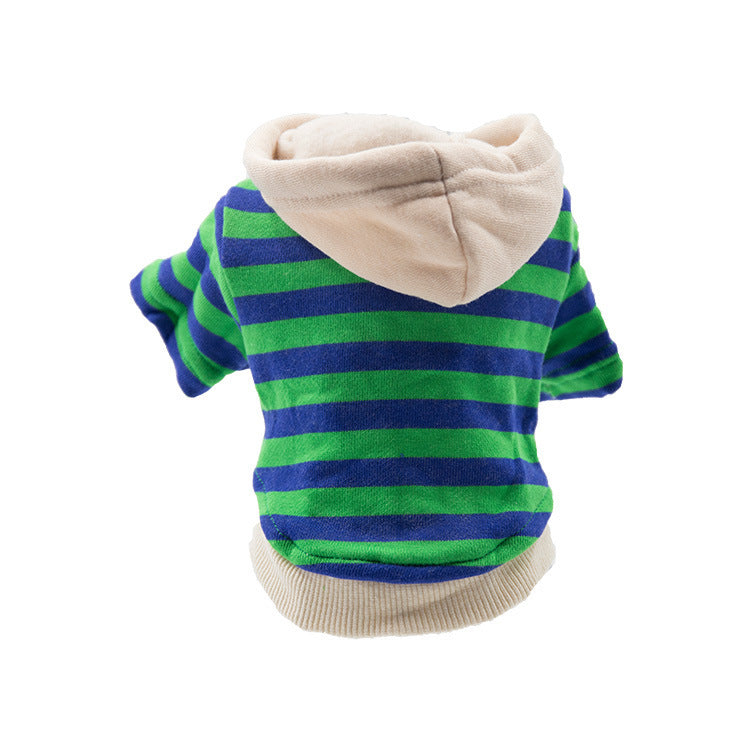 HKM-762579 Cozy Casual Striped Pet Sweater in Red, Green, and Orange - Sizes S to XXL